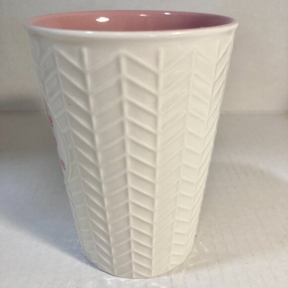 Dunkin' Donuts Ceramic Coffee Cup Take Life One Cup At a Time Pink White - Picture 5 of 10